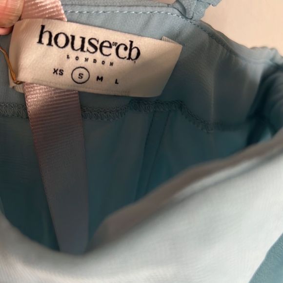 NEW House of CB JAMILLE BABY BLUE DRAPED CORSET MIDI DRESS - Picture 13 of 13